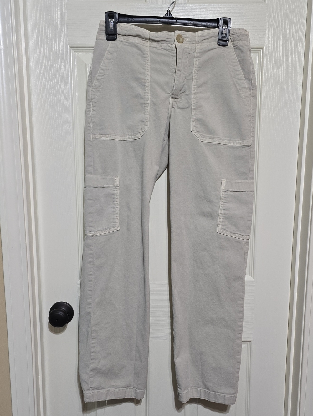 Marine Layer Aria Utility Straight-Leg Cargo Pants in Light Sand